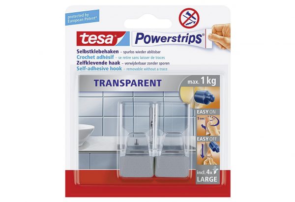TESA Tesa Powerstrips Haken chrom L 2er Pack