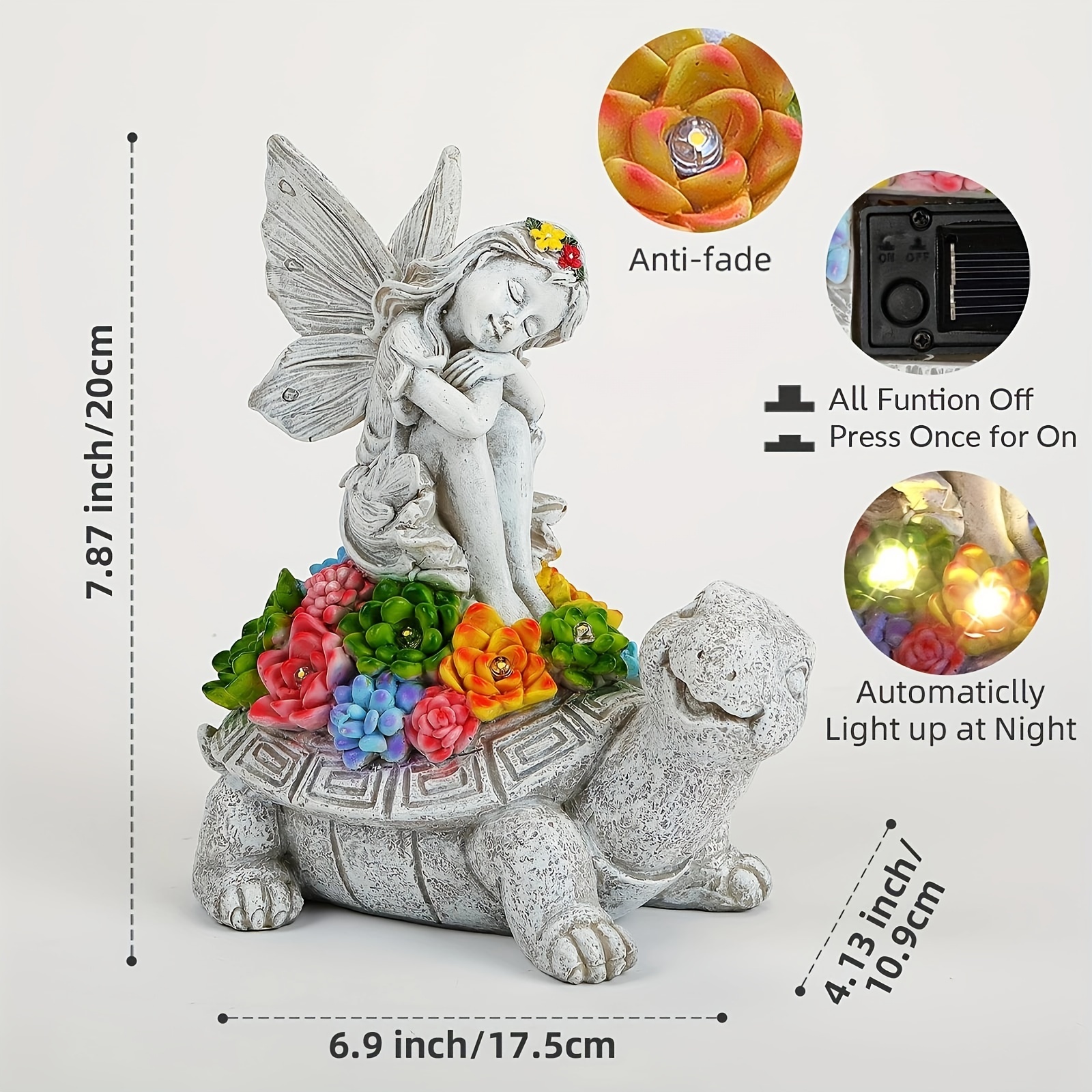 1pc SOLAR ANGEL STATUE OUTDOOR DECORATION - resin material lawn ornament for garden, deck, patio, lawn and pathway - Ideal Garden Gifts – Bild 3