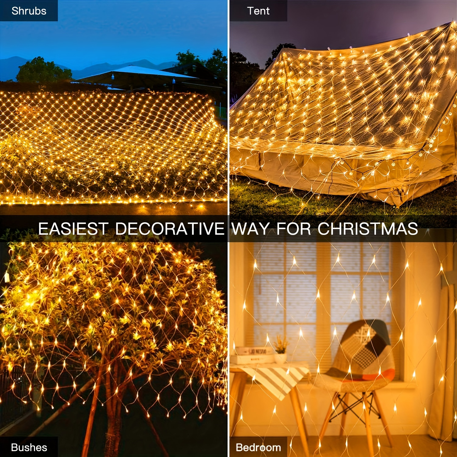 9.8FT X 6.6FT Solar Net Lights Outdoor, Outdoor Christmas Mesh Lights With 8 Modes For Bush Garage Fence Lawn Garden Park Valentine's Day Christmas Decoration – Bild 8