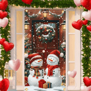 1pc Festive Snowman Christmas Door Banner, 35x70inch Durable Polyester Fiber Garden Flag, Holiday Front Door Cover for Indoor & Outdoor Use, No Power Required