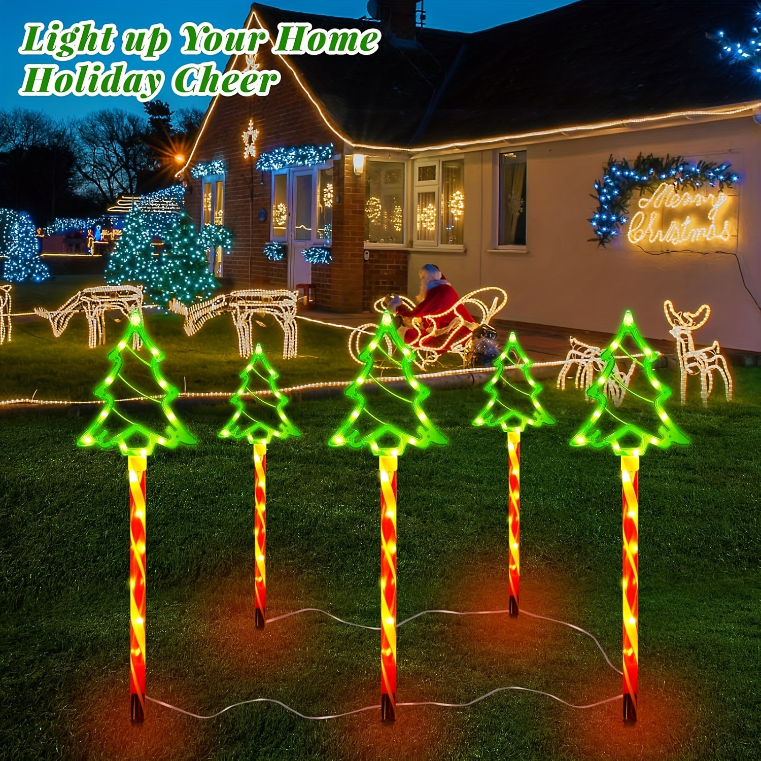 Solar-Powered 5-in-1 Christmas Tree Lawn Lights - Easy Install, Outdoor Garden & Patio Decor – Bild 12