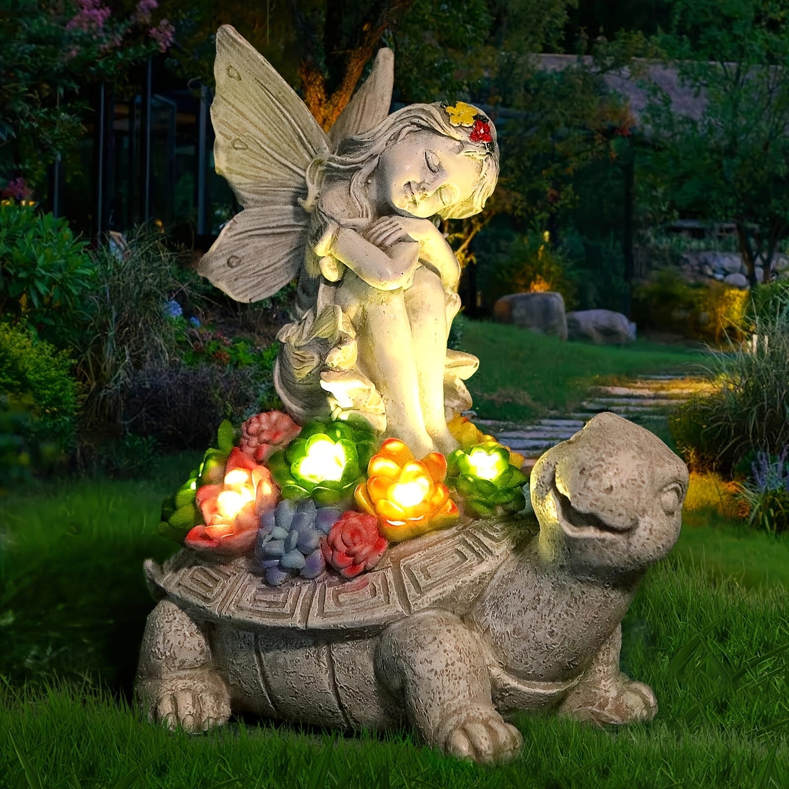 1pc SOLAR ANGEL STATUE OUTDOOR DECORATION - resin material lawn ornament for garden, deck, patio, lawn and pathway - Ideal Garden Gifts – Bild 5