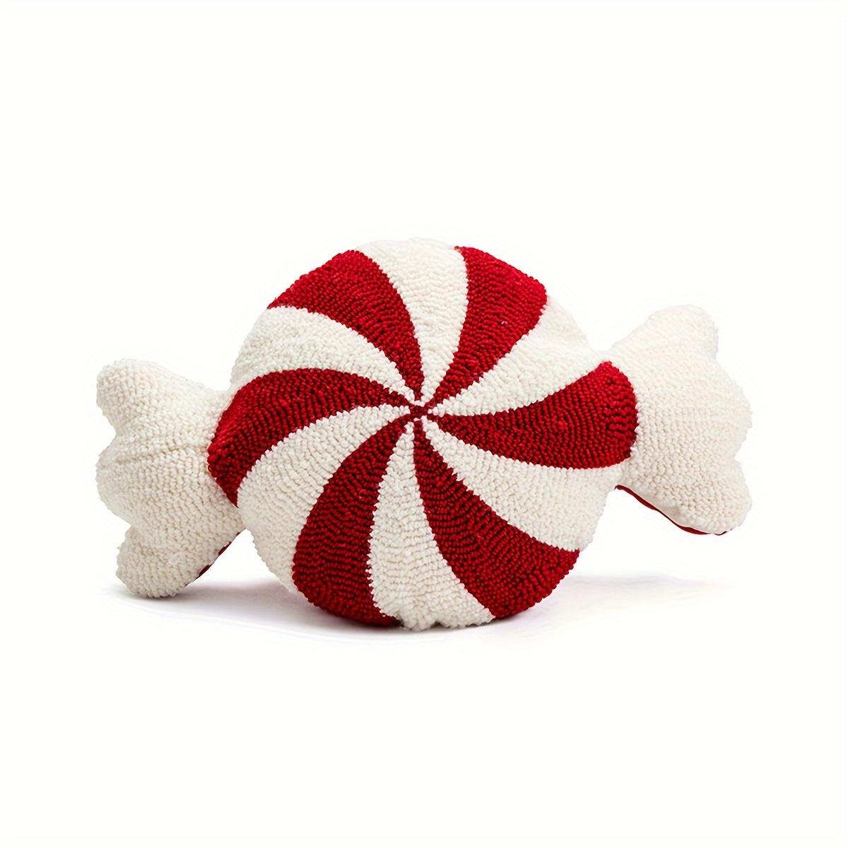 Classic Stripe Pattern Christmas Festive Candy-Shaped Embroidered Velour Throw Pillow - Hand Washable, Woven Polyester Fabric, No Print, for Living Room, Bedroom, Garden, Party Decor (Single Pack) – Bild 5
