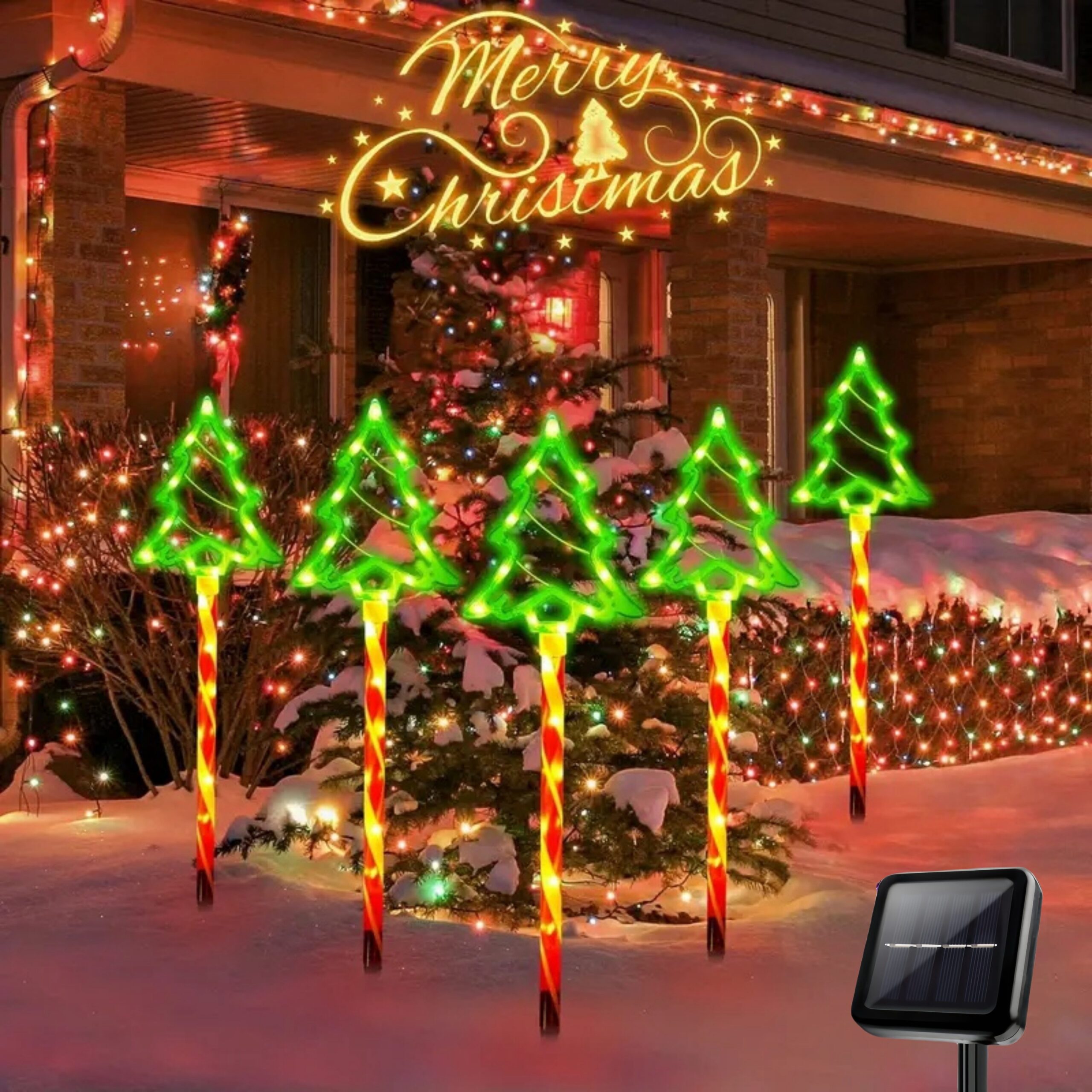 Solar-Powered 5-in-1 Christmas Tree Lawn Lights - Easy Install, Outdoor Garden & Patio Decor – Bild 4