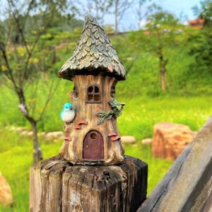 [1pc Solar-Powered Bird House Statue] 1pc XXOASIS Solar-Powered Resin Bird House Statue, LED Garden Light, Single Color, No Flash, Pure Solar Powered, 36V, Ideal for Patio, Lawn, Pond, Balcony, Windowsill, Tabletop, Festive Decor, Gift for Friends