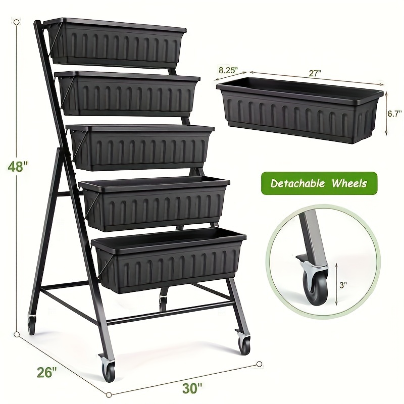 5-Tier Raised Garden Bed Freestanding Planter Box Shelf For Vegetables Flowers – Bild 5