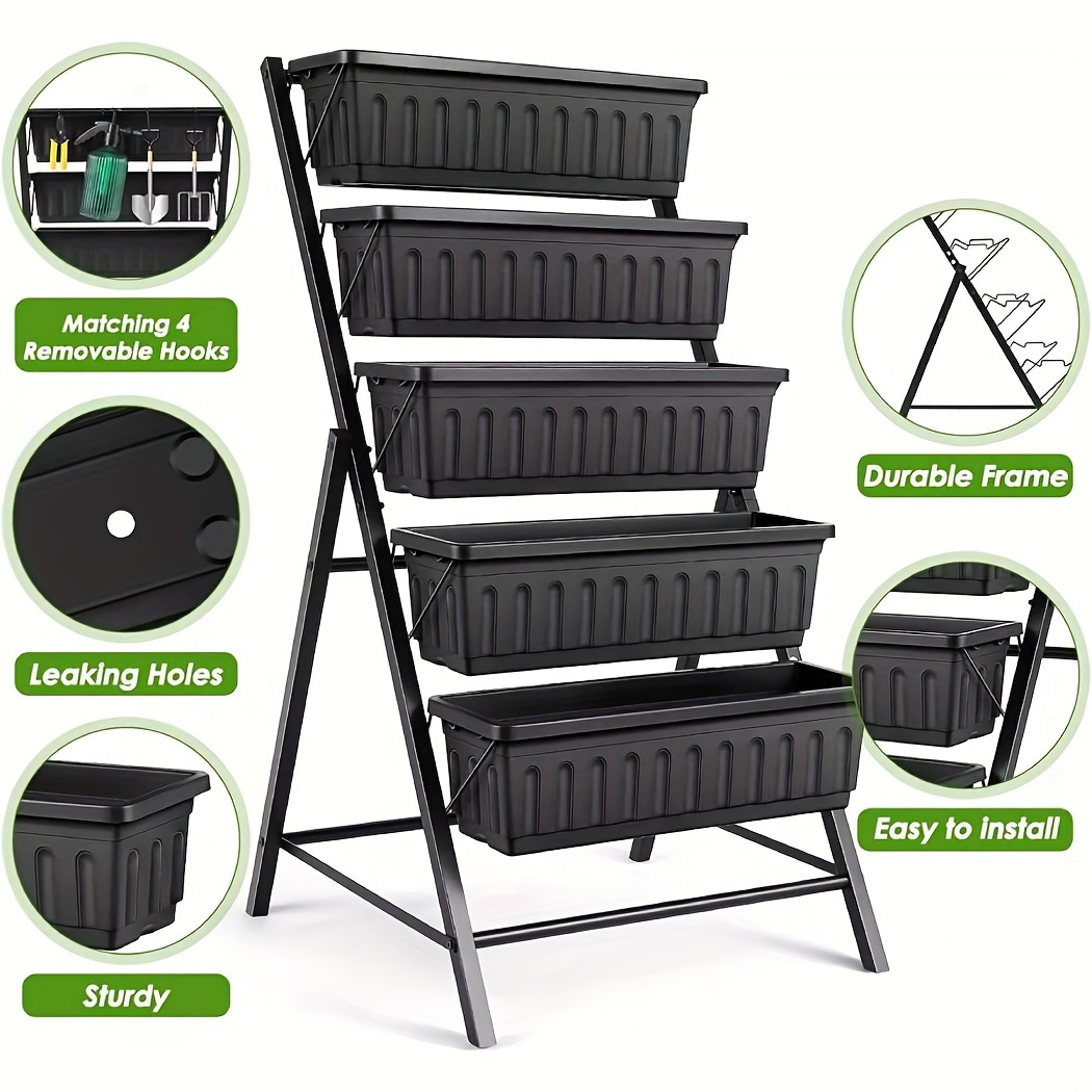 5-Tier Raised Garden Bed Freestanding Planter Box Shelf For Vegetables Flowers – Bild 15