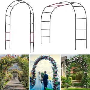 Metal Garden Pavilion Arch, Assemble Freely 2 Sizes, For Various Climbing Plant Wedding Garden Arch Bridal Party Decoration Wide Arbor, (Without Base/With Base) Black/White