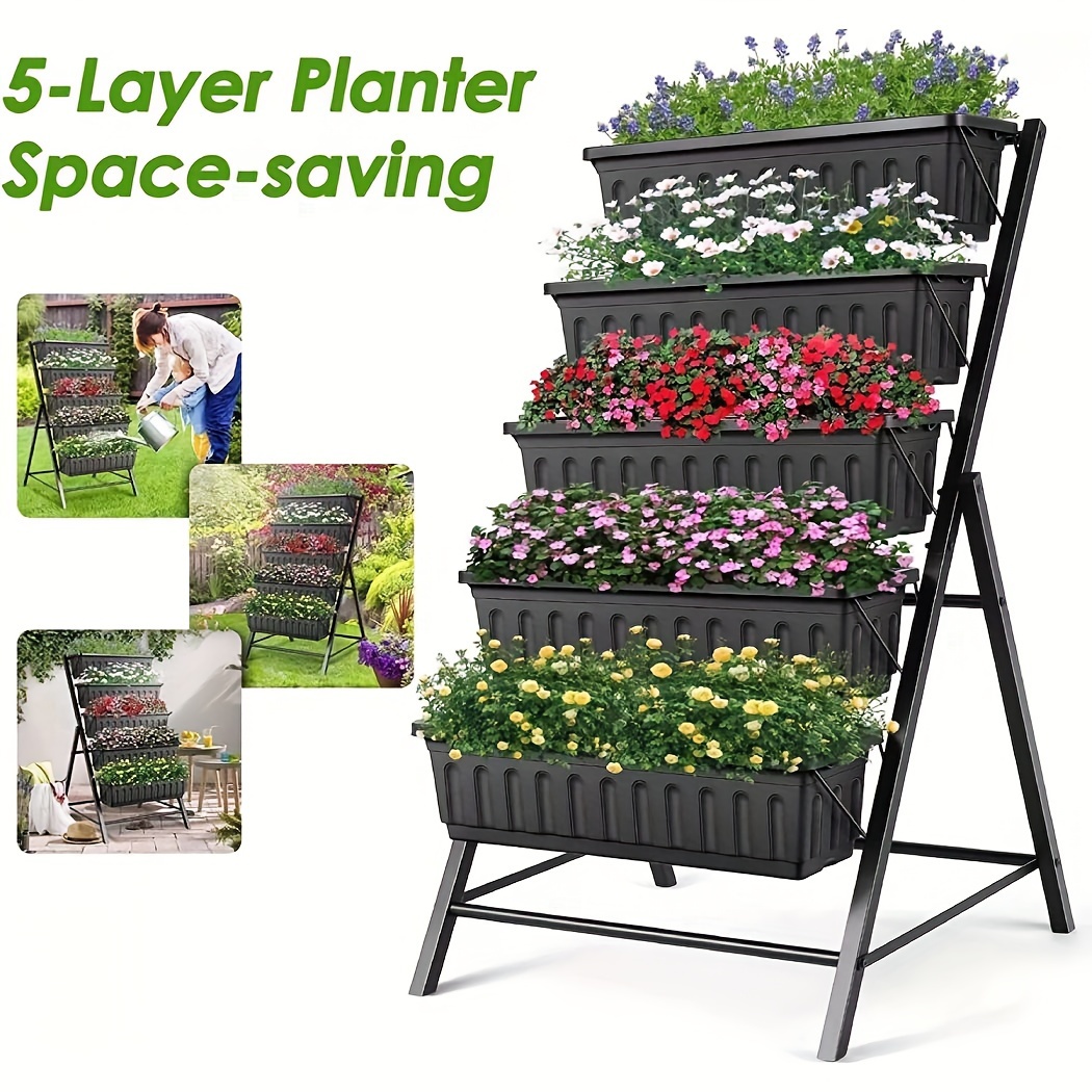 5-Tier Raised Garden Bed Freestanding Planter Box Shelf For Vegetables Flowers – Bild 3