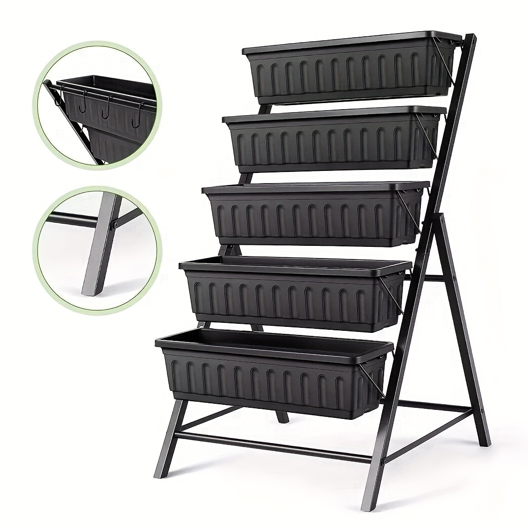 5-Tier Raised Garden Bed Freestanding Planter Box Shelf For Vegetables Flowers – Bild 13