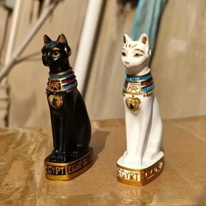 Egyptian Cat Statue Decor: Resin Miniature Animal Figurine for Home, Garden, Or Festive Décor