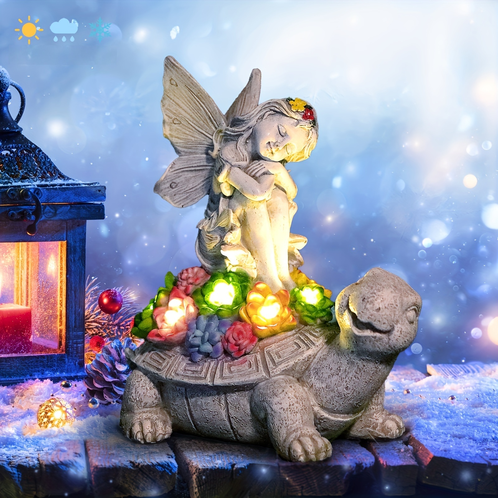 1pc SOLAR ANGEL STATUE OUTDOOR DECORATION - resin material lawn ornament for garden, deck, patio, lawn and pathway - Ideal Garden Gifts