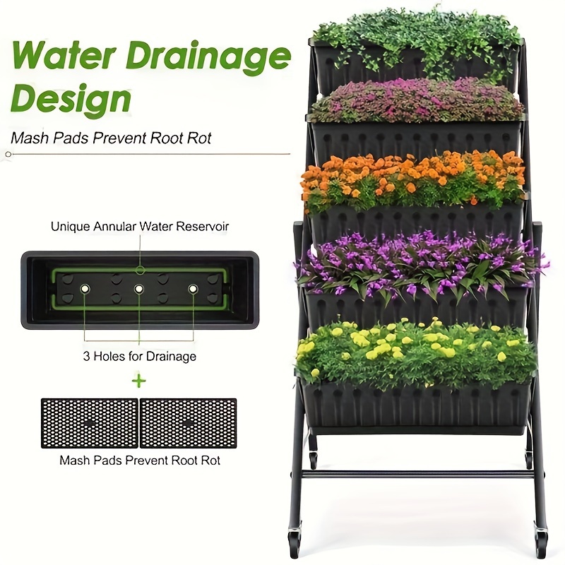 5-Tier Raised Garden Bed Freestanding Planter Box Shelf For Vegetables Flowers – Bild 10