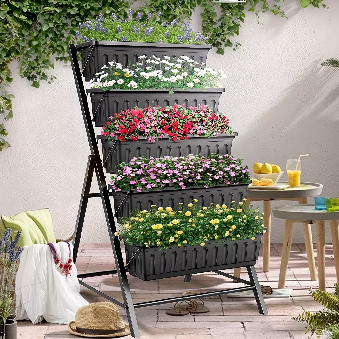 5-Tier Raised Garden Bed Freestanding Planter Box Shelf For Vegetables Flowers – Bild 7