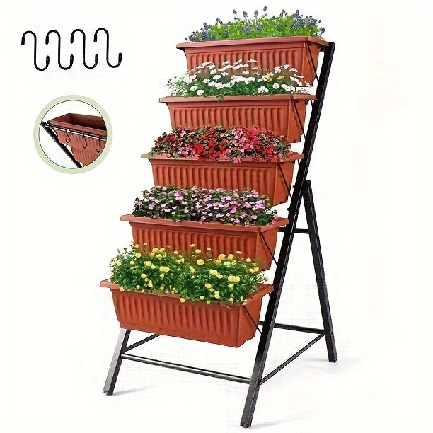 5-Tier Raised Garden Bed Freestanding Planter Box Shelf For Vegetables Flowers – Bild 12