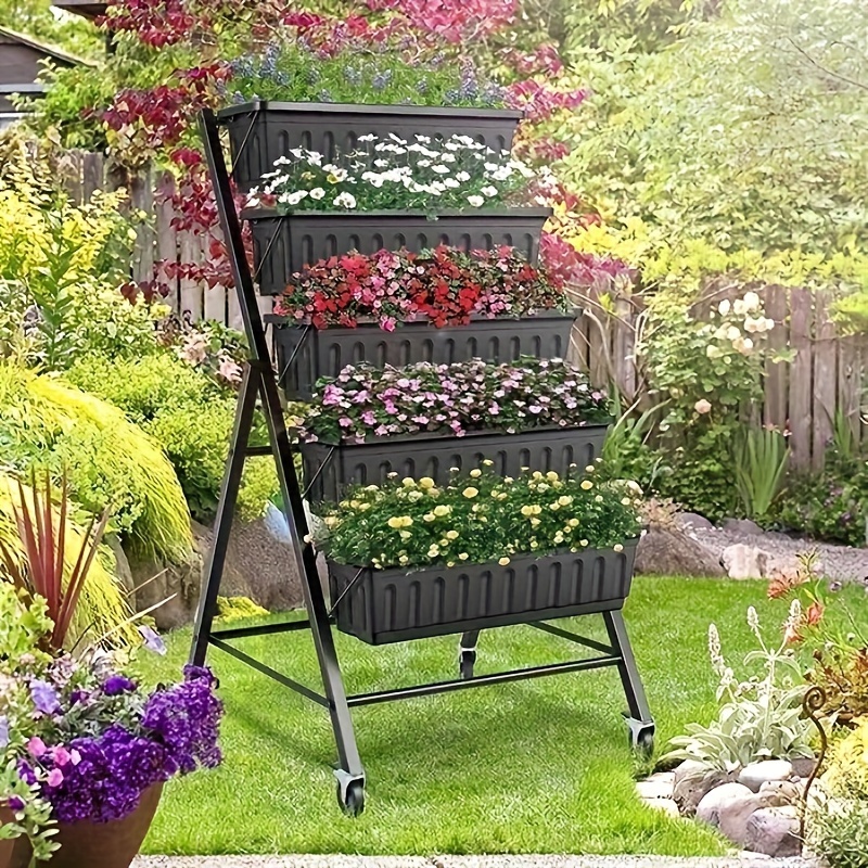 5-Tier Raised Garden Bed Freestanding Planter Box Shelf For Vegetables Flowers – Bild 9