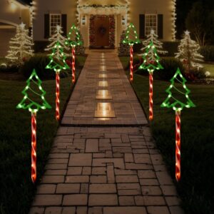Solar-Powered 5-in-1 Christmas Tree Lawn Lights - Easy Install, Outdoor Garden & Patio Decor