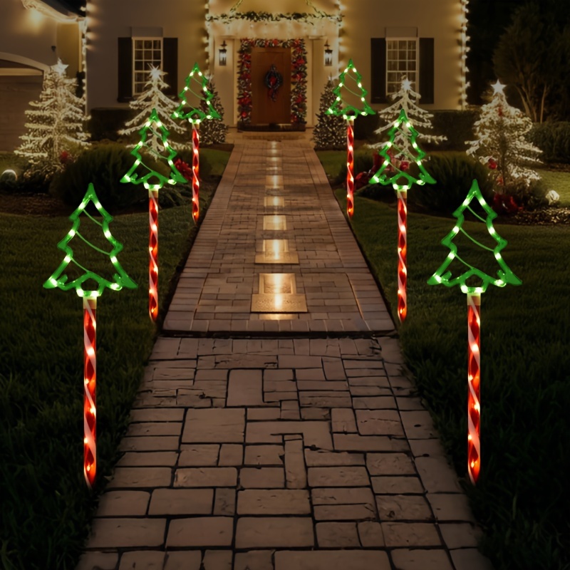 Solar-Powered 5-in-1 Christmas Tree Lawn Lights - Easy Install, Outdoor Garden & Patio Decor