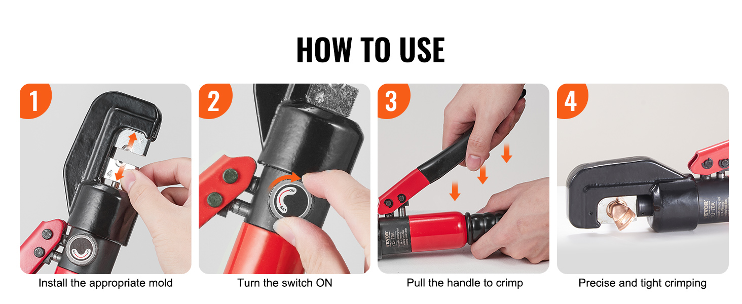 SucceBuy AWG12-2/0 Crimping Tool Copper And Aluminum Terminal Battery Lug Hydraulic Crimper,with a Cutting Pliers, Gloves – Bild 12