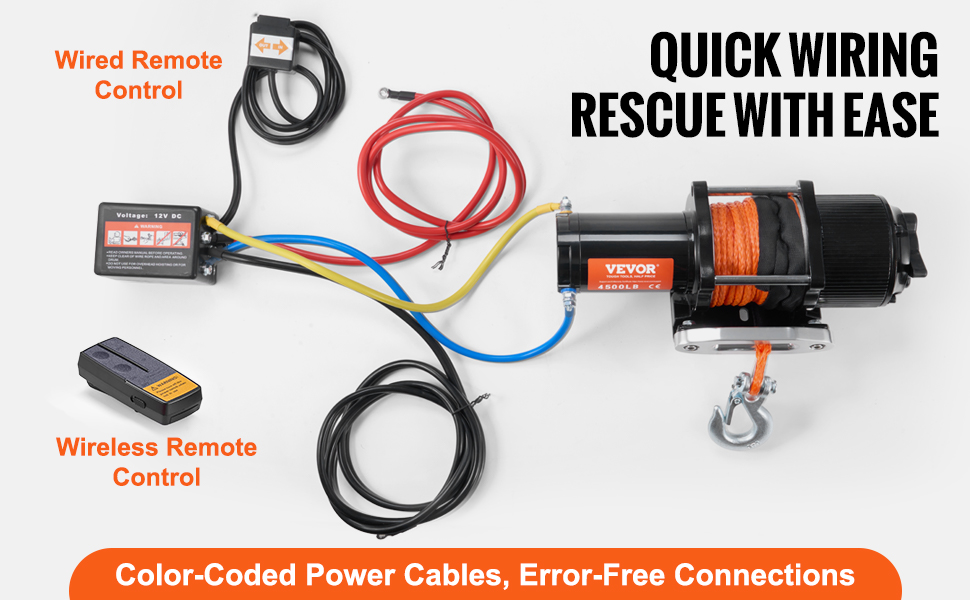 SucceBuy 4500lbs ATV/UTV Electric Winch 12V with 39ft Synthetic Rope Wireless & Wired Remote Control IP55 Waterproof for Jeeps – Bild 14
