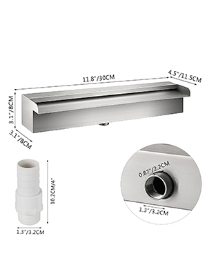 SucceBuy Waterfall Pool Fountain Stainless Steel Pipe Connector Spillway Garden Outdoor Pond Rectangular Swimming Pool Fountain – Bild 22