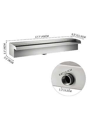 SucceBuy Waterfall Pool Fountain Stainless Steel Pipe Connector Spillway Garden Outdoor Pond Rectangular Swimming Pool Fountain – Bild 24