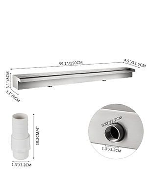 SucceBuy Waterfall Pool Fountain Stainless Steel Pipe Connector Spillway Garden Outdoor Pond Rectangular Swimming Pool Fountain – Bild 26