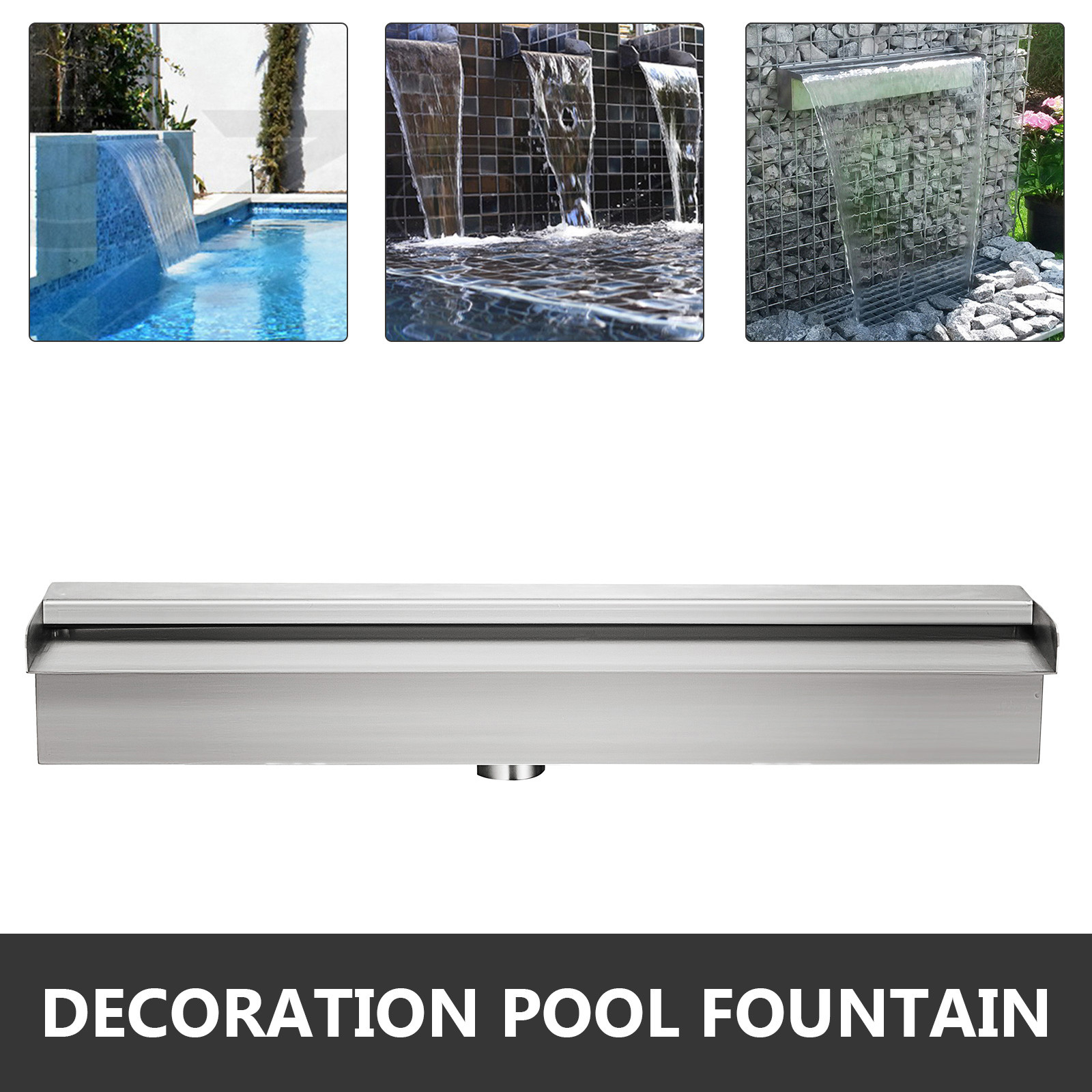 SucceBuy Waterfall Pool Fountain Stainless Steel Pipe Connector Spillway Garden Outdoor Pond Rectangular Swimming Pool Fountain – Bild 15